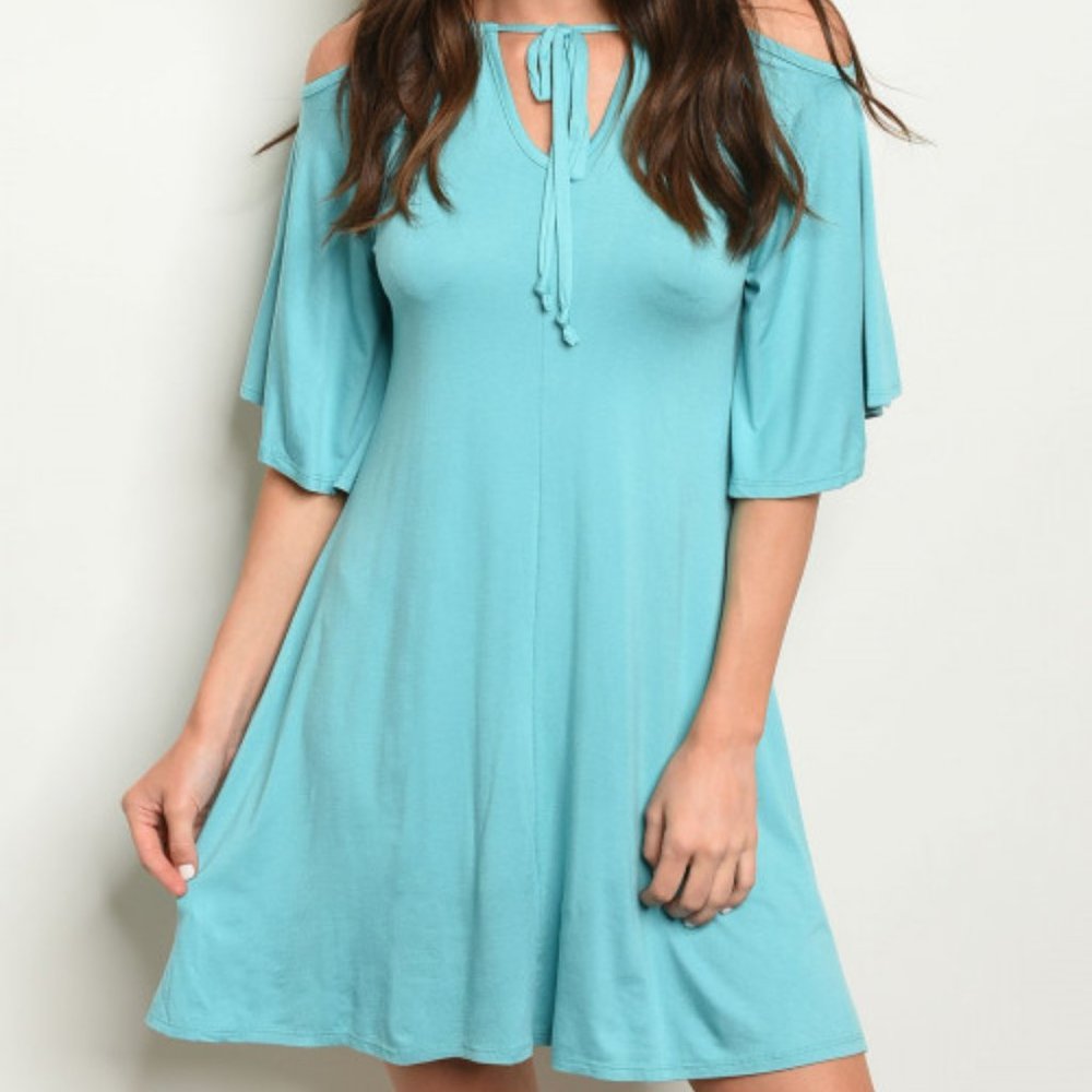 Off The Shoulder Dress - Sky Blue